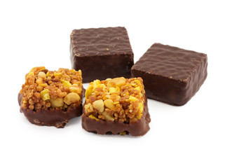 candy with nuts isolated on white background