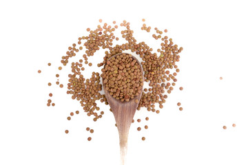 Scoop full of pistachios on isolated white background