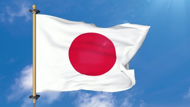 青空に日本国旗