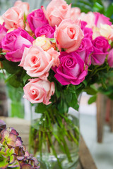 bouquet of colored roses