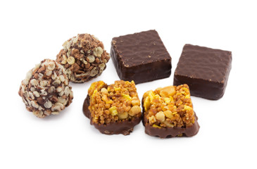 candy with nuts isolated on white background