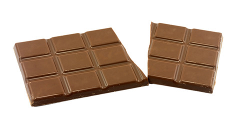 Chocolate bars isolated on white background