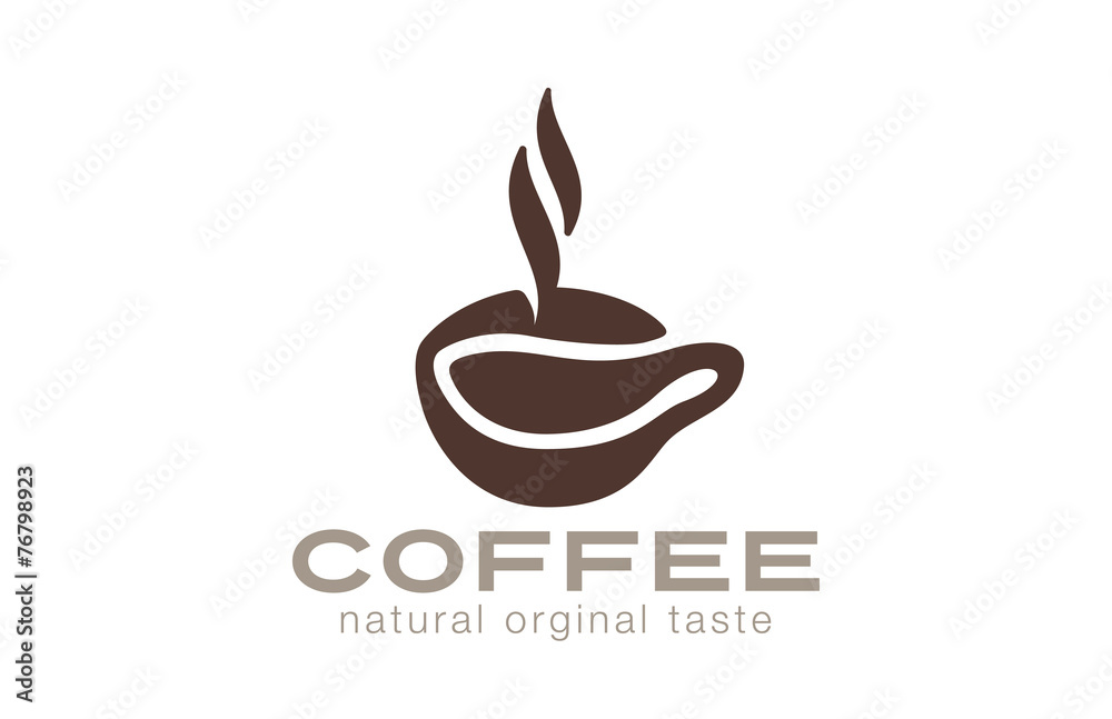 Wall mural Coffee cup Logo cafe bar with steam design vector template