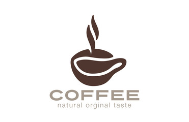 Coffee cup Logo cafe bar with steam design vector template