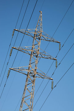 support high voltage against the blue sky