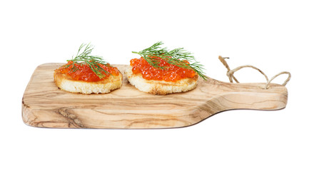 Sandwiches with red caviar