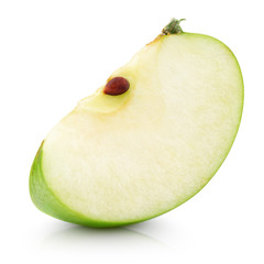 Green apple slice isolated on white with clipping path