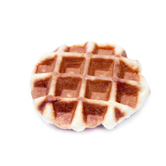 Pile of sweet waffles isolated on white background.