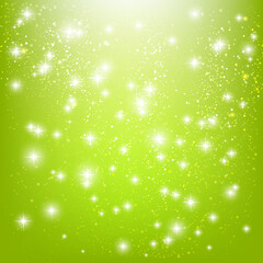 Shiny stars on green background