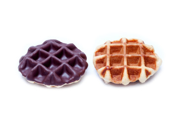 chocolate and sweet waffles isolated on white background