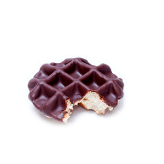 chocolate and sweet waffles isolated on white background