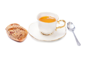 Home made bread with a glass of tea