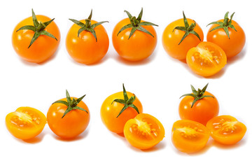 closeup tomato orange on white background
