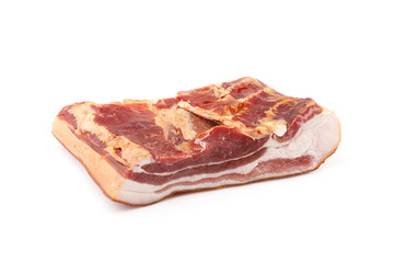 Smoked bacon isolated on white background