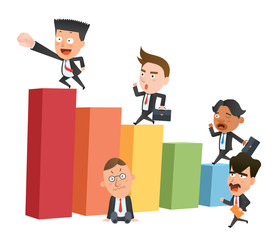 Business corporation team graph concept flat character