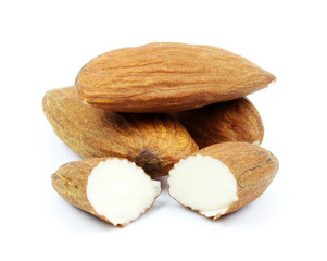 Almonds isolated on white background