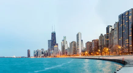 Crédence en verre imprimé Chicago Chicago Panorama Lac Michigan