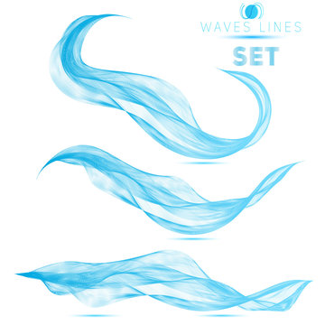 Set Blue Blend Abstract Waves Background Elements For Design