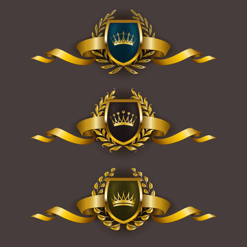 Golden shields with laurel wreath