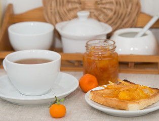 Tangerine jam with slice of bread