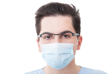 Closeup with the face of a young doctor