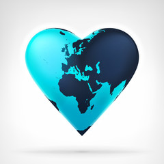 Europe earth globe shaped as heart at modern graphic design