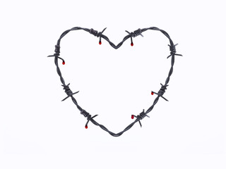 Barbed wire in heart shape