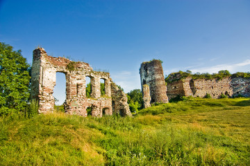 Fototapeta na wymiar Medieval ruins of castle in Buchach