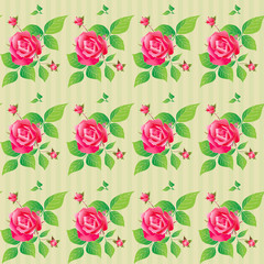 Vintage seamless pattern with beautiful roses