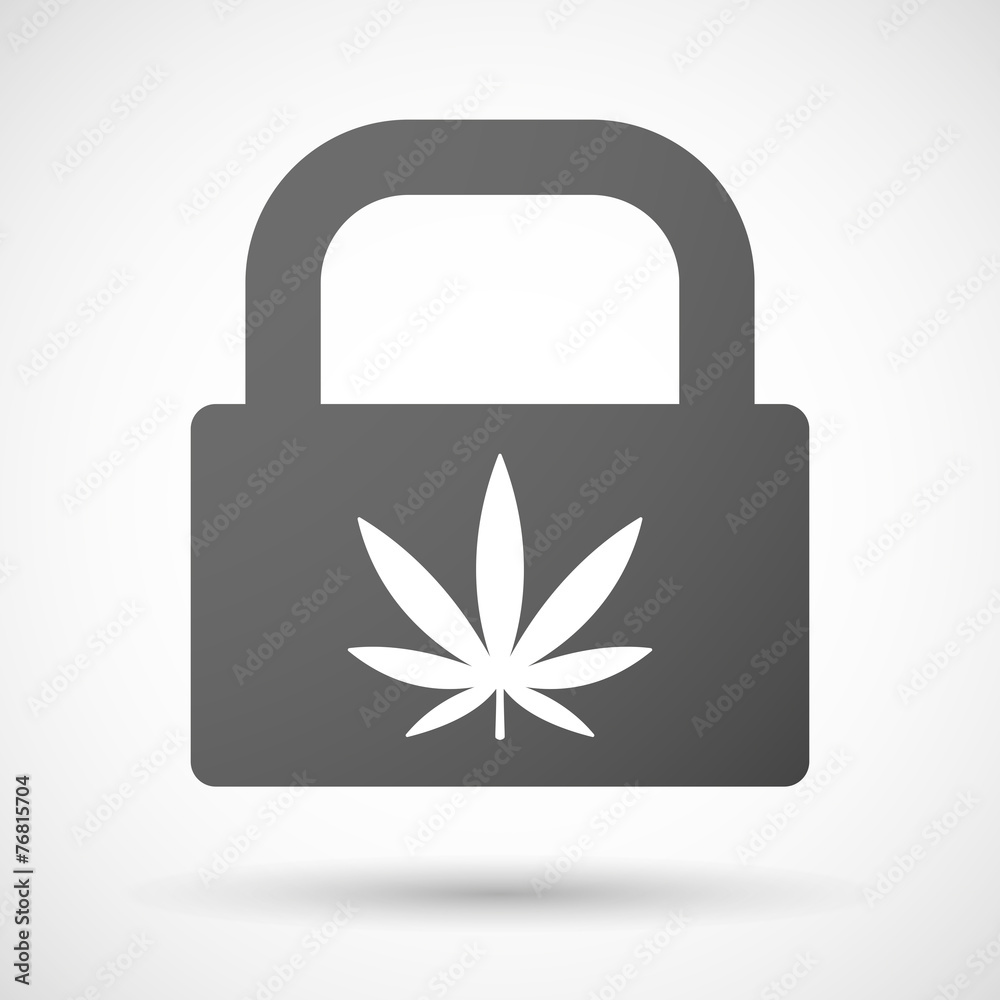 Sticker lock icon with a marihuana leaf