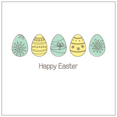 Easter eggs with ornaments in doodle style