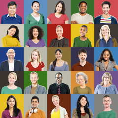 Fototapeta na wymiar People Faces Portrait Multiethnic Cheerful Group Concept