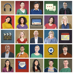 Diverse Multi Ethnic People Technology Media Concept