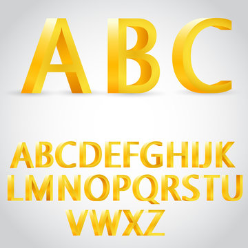 Vector 3d golden alphabet illustration
