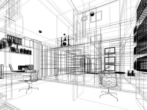 abstract sketch design of interior  ,3d
