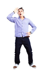 Naklejka premium Handsome casual man smiling - isolated over a white background