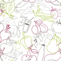 Food seamless pattern. Hand drawn vector