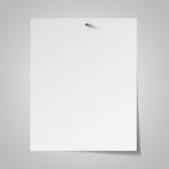 White paper attached with nail. Vector