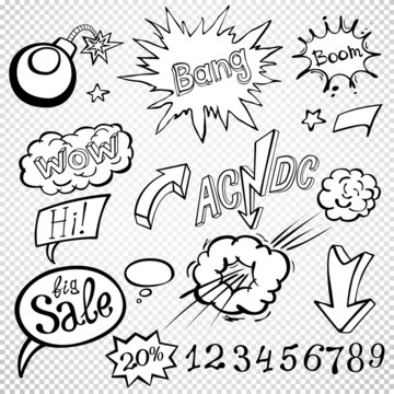 Bomb explosion comic style templates. Vector illustration