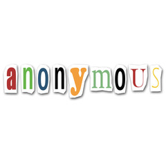 anonymous en lettres découpées, 