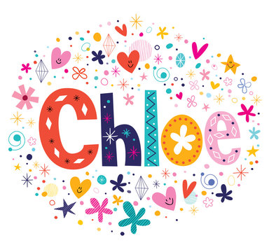 Chloe female name decorative lettering type design