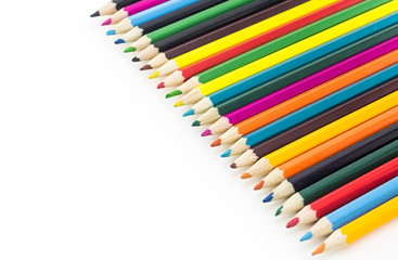Colour pencils isolated on white background
