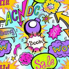 Comic book explosion pattern, vector illustration seamless