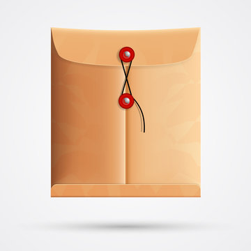 Brown Paper Postal Envelope. Vector Illustration