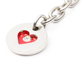 Red Heart in Stainless necklace locket in White background