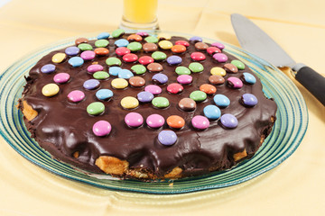 chocolate cake with smarties
