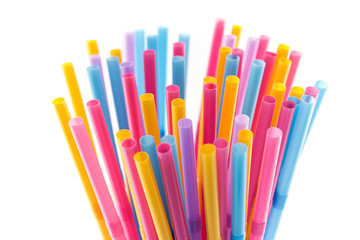 Colorful drinking straws isolated on white background