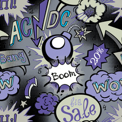 Comic book explosion pattern, vector illustration seamless