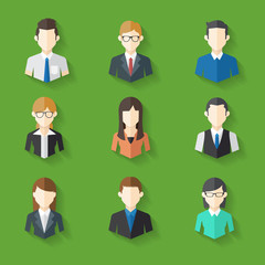 Icons Set of Male and Female Faces in business theme