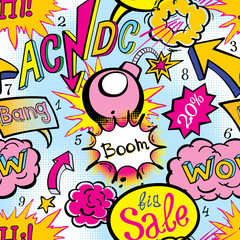 Comic book explosion pattern, vector illustration seamless